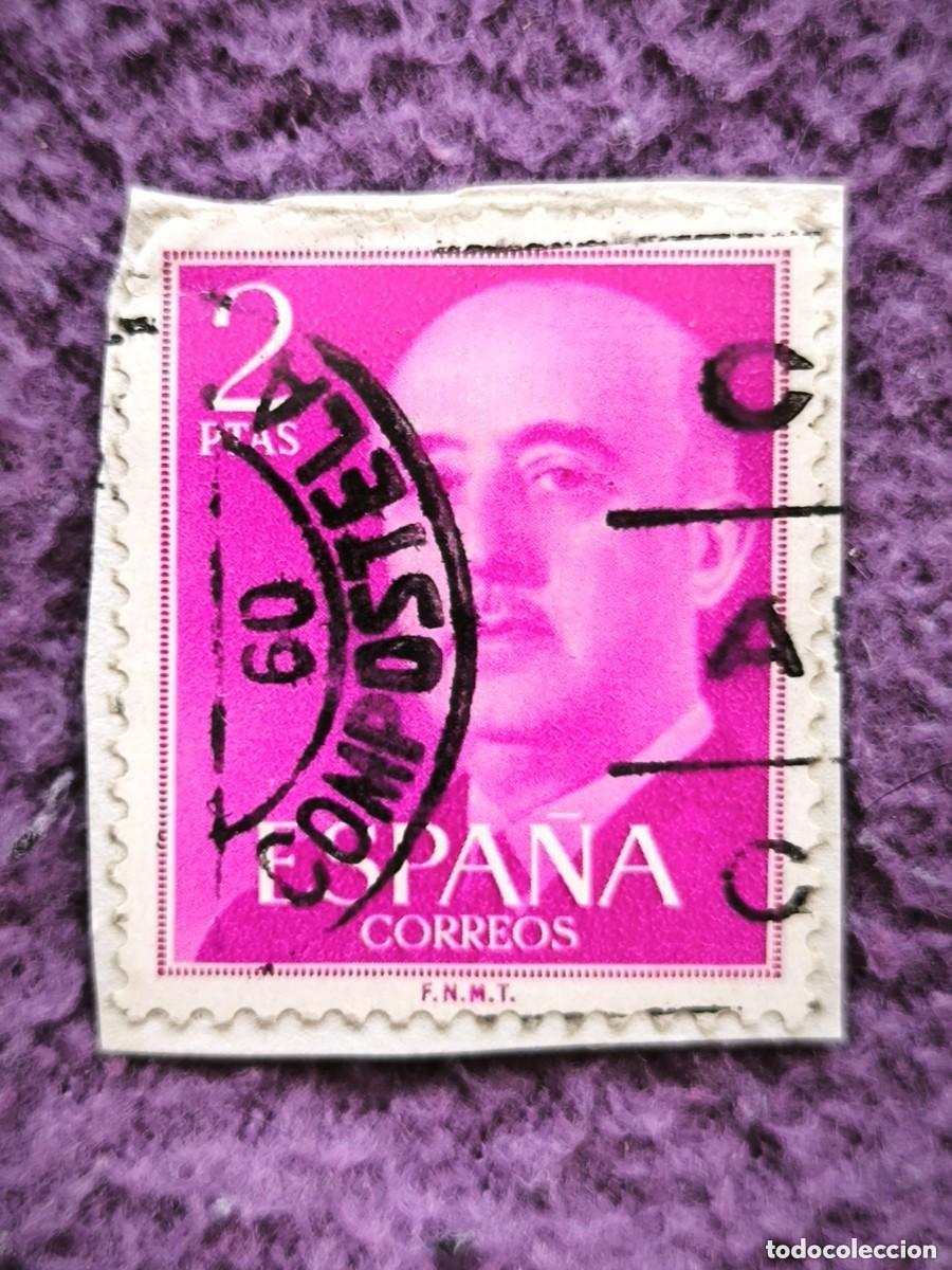 Stamps: Sello Espa&ntilde;a 2 Pesetas General Franco Cl&aacute;sico Filatelia Coleccionismo