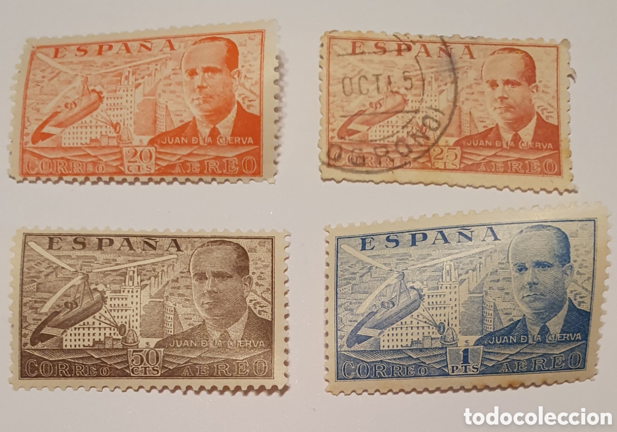 Briefmarken: Juan de la Cierva . Seg&uacute;n foto. 3 nuevos y 1 usado