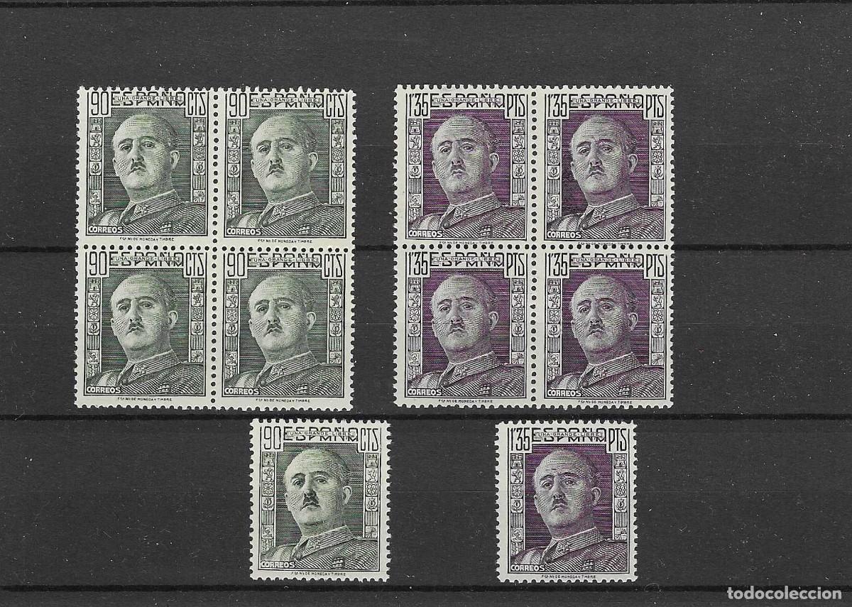 Selos: Sellos de Espa&ntilde;a A&ntilde;o 1949/53 Cid y General Franco sellos nuevos** en bloque de 4 +1 Edifil 1044/61