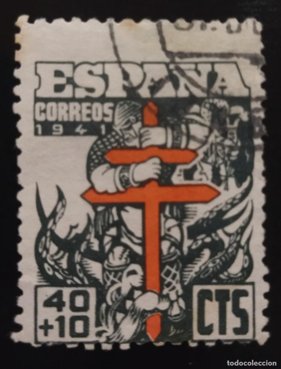 Sellos: ESPA&Ntilde;A 1941. PRO TUBERCULOSOS. EDIFIL 950. VARIEDAD DESPLAZADO. USADO
