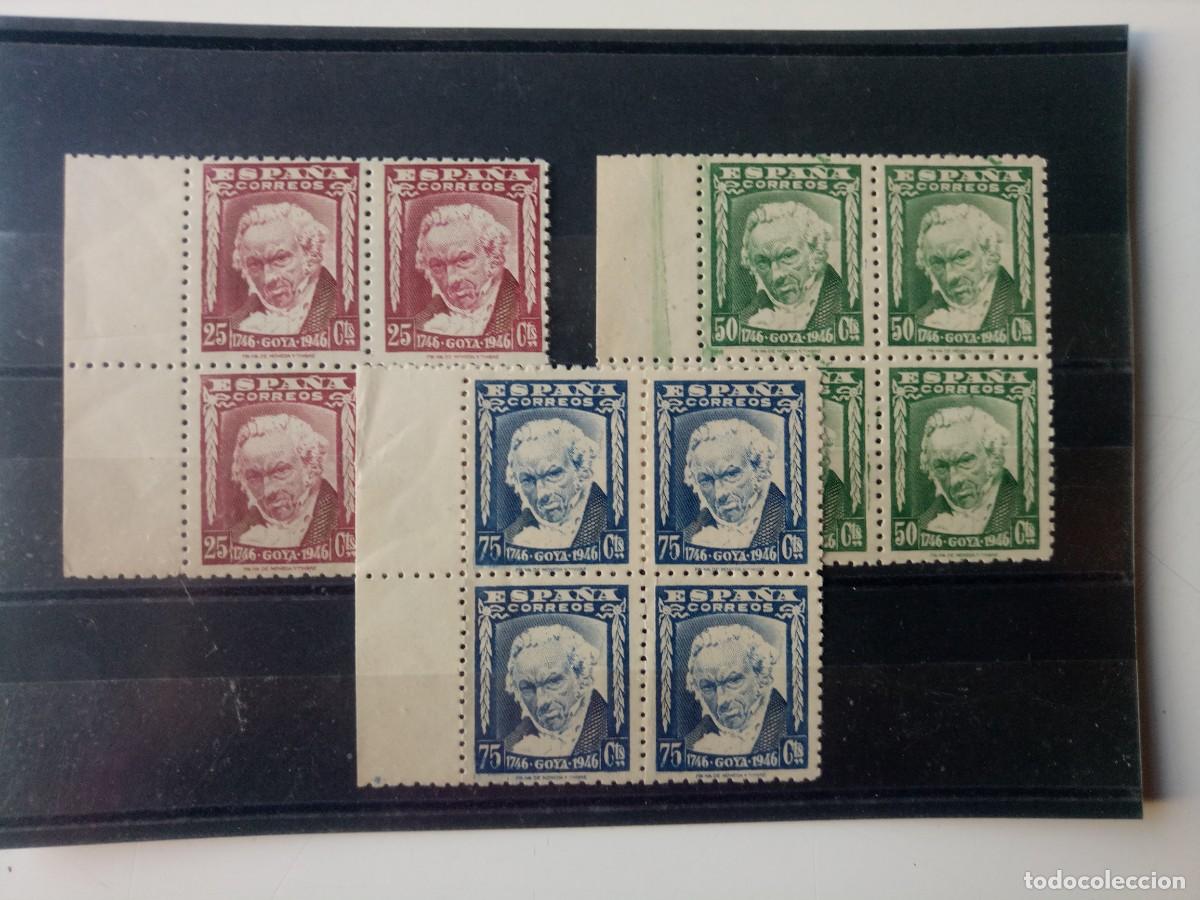 Francobolli: Goya En BL4 del a&ntilde;o 1946 Edifil 1005/1007 En nuevo**
