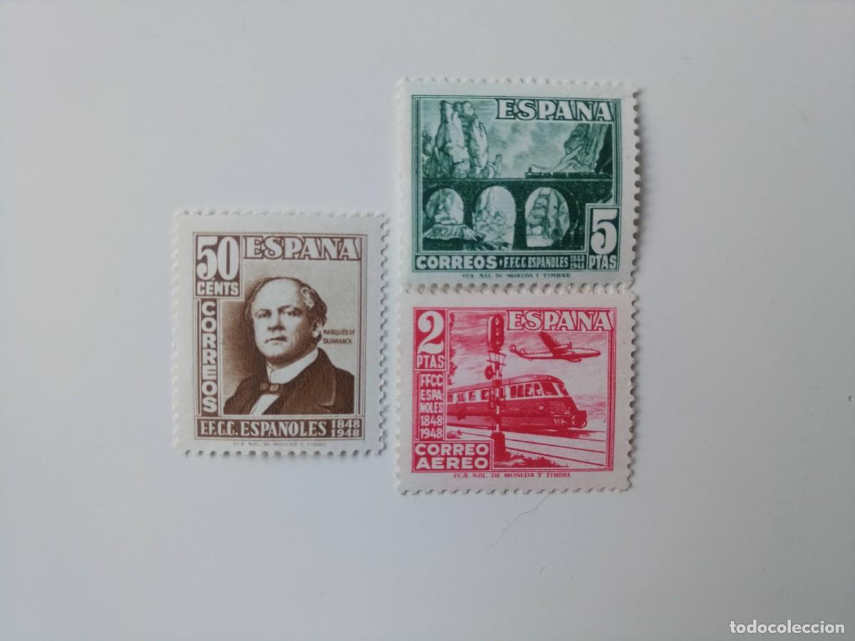 Timbres: Centenario del Ferrocarril Edifil 1037/1039 Del A&ntilde;o 1948 En nuevo **
