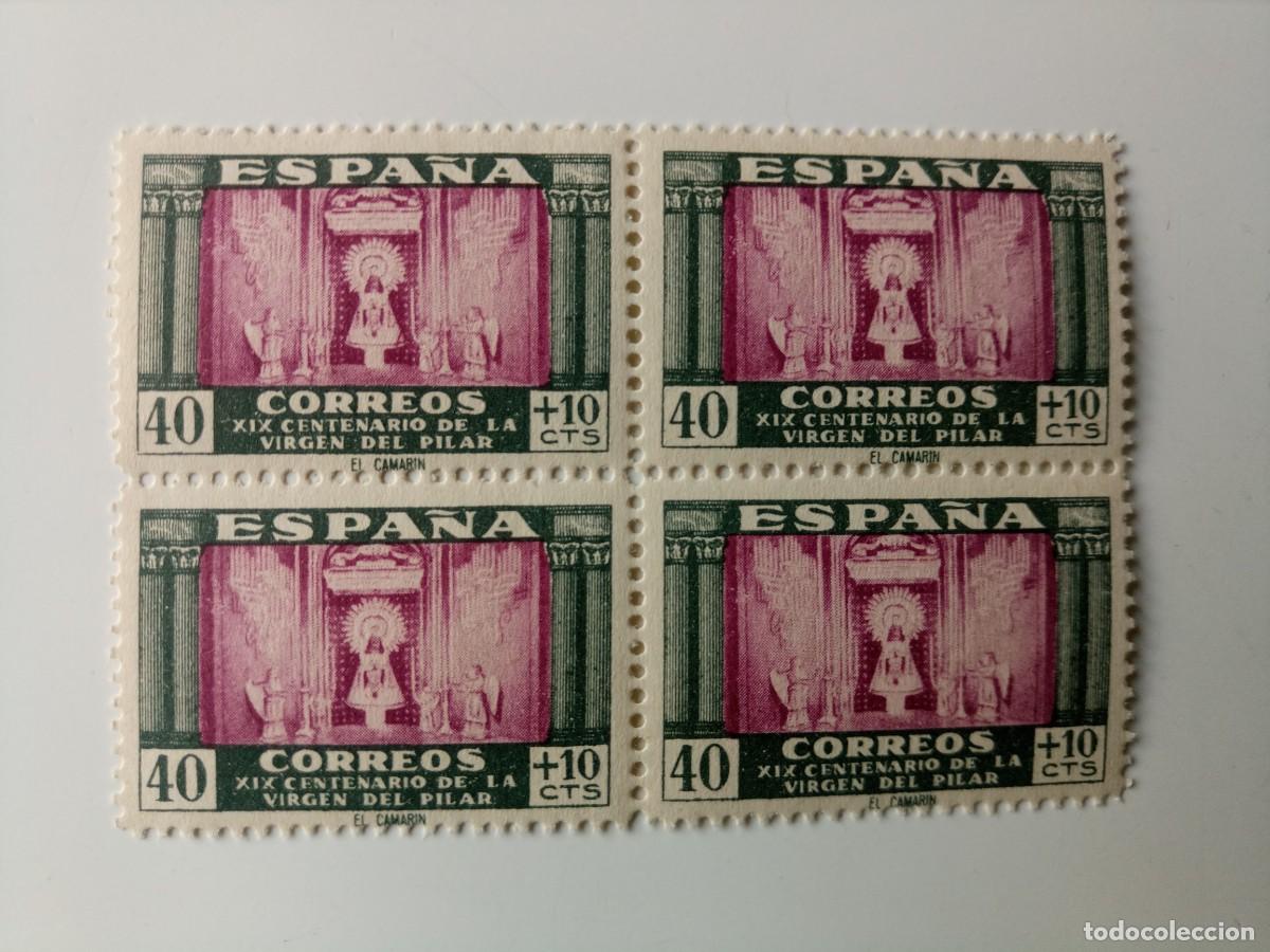 Sellos: Virgen del Pilar EN BL4 del a&ntilde;o 1946 Edifil 998 En nuevo**