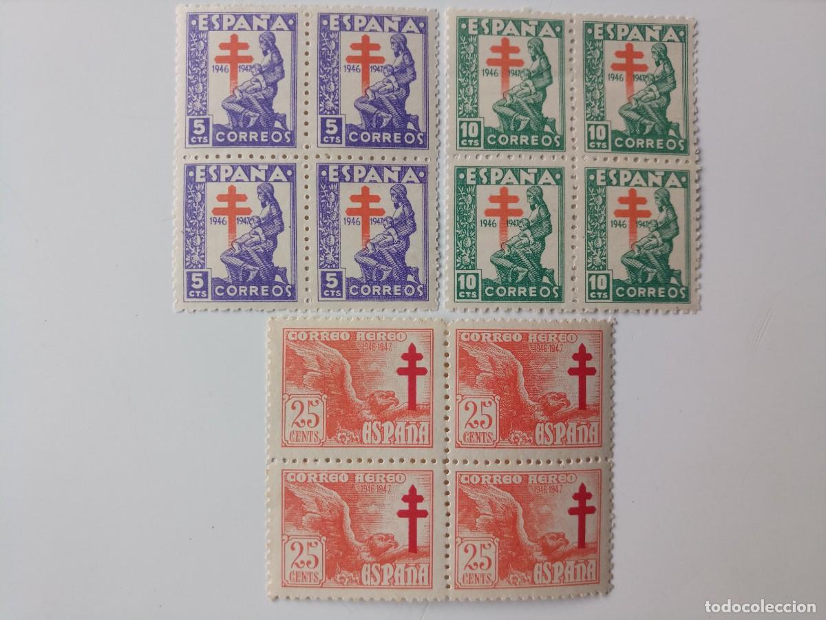 Sellos: Pro. Tuberculosos En BL4 Edifil 1008/1010 Del A&ntilde;o 1946 En nuevo**