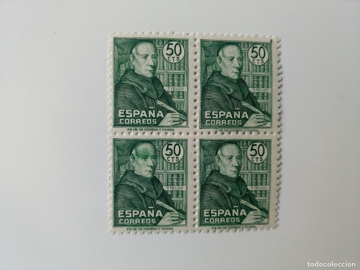 Sellos: Padre J. Feijoo del a&ntilde;o 1947 En BL4 Edifil 1011 en nuevo**