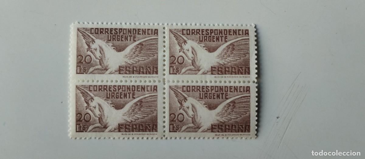 Sellos: Pegaso con pie de imprenta En BL4 Edifil 832 Del A&ntilde;o 1937 En nuevo**
