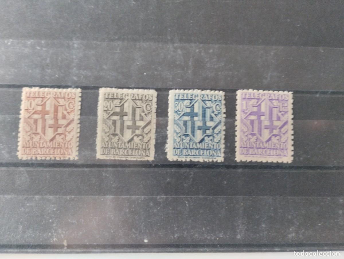 Sellos: Ayuntamiento de Barcelona Tel&eacute;grafos Edifil 13/16 del a&ntilde;o 1941 En Nuevo**