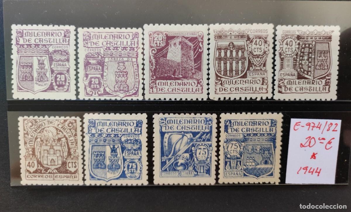 Sellos: ESPA&Ntilde;A. 1944. MILENARIO DE CASTILLA. EDIFIL N&ordm; 974/82 . CHARNELA. FOTO. 868