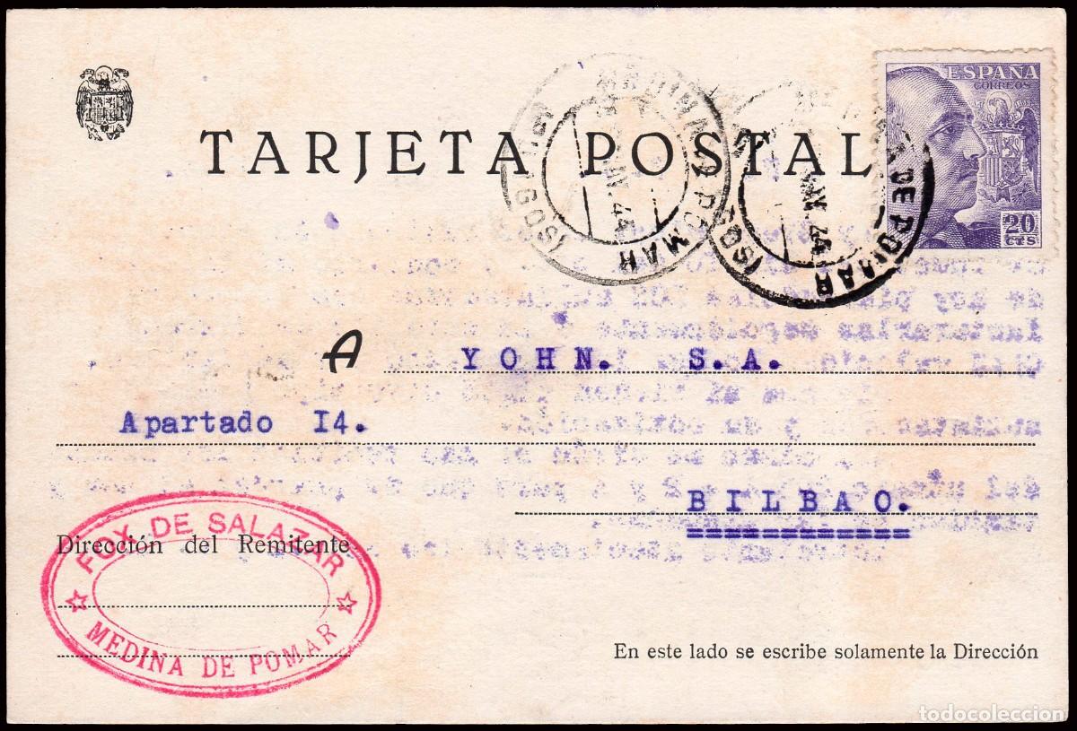 Sellos: Burgos - Edi o TP 922 - Postal Mat &rdquo;Medina de Pomar 12/05/44&rdquo; a Bilbao