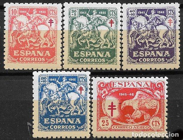 Sellos: Espa&ntilde;a. 1945 Protuberculosos, EDIFIL n&ordm; 983 a 987 * *