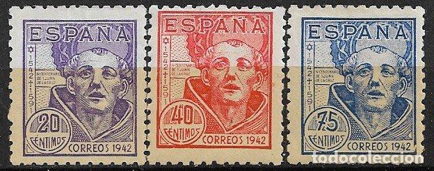 Sellos: Espa&ntilde;a. 1942 IV Cent&ordm; San Juan de la Cruz, EDIFIL n&ordm; 954 a 956 (*) / * * / *