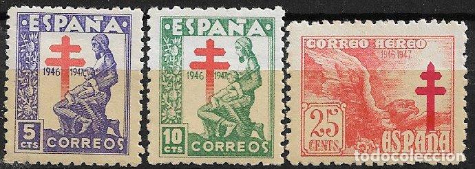 Sellos: Espa&ntilde;a. 1946 Protuberculosos, EDIFIL n&ordm; 1008 a 1010 * *
