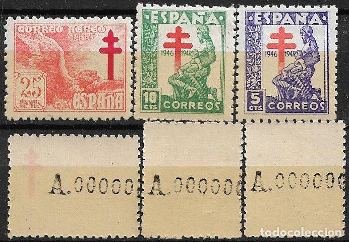 Sellos: Espa&ntilde;a. 1946 Protuberculosos, EDIFIL n&ordm; 1008 a 1010 * * Muestra