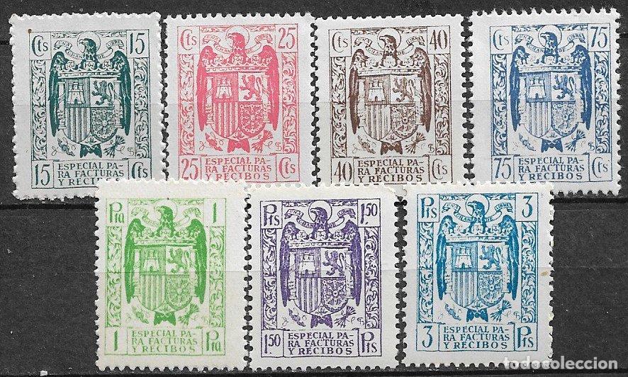 Sellos: Fiscales. 1940 Facturas y Recibos, EDIFIL n&ordm; 48 a 54 * *