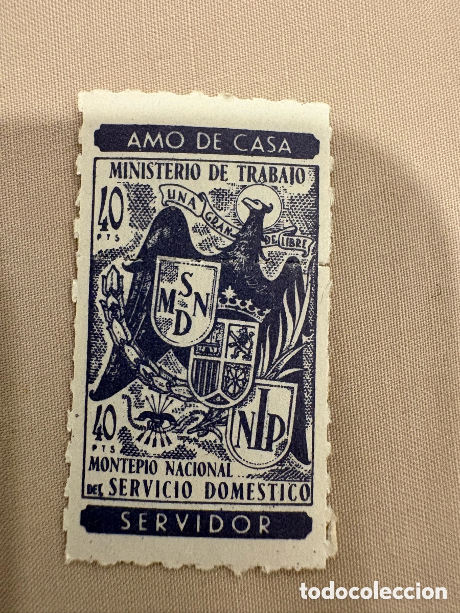 Sellos: 3 SELLOS MUTUALIDADES FRANQUISTAS &ndash; SERVICIO DOM&Eacute;STICO 40 PTAS + AGRICULTURA 10 CTS