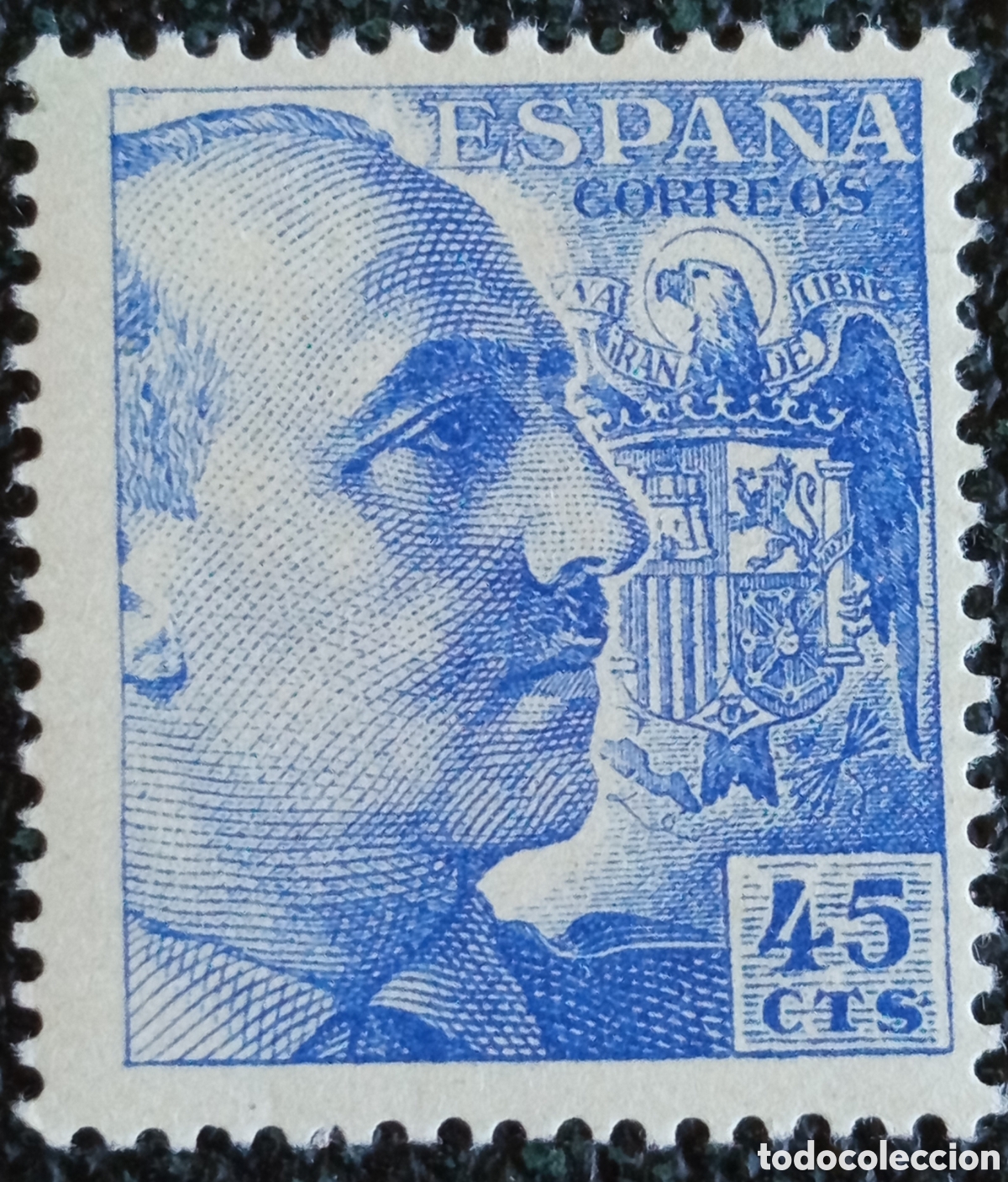Sellos: Sello Espa&ntilde;a 1949 General Franco 45 C&eacute;ntimos Azul MNH Edifil 1052