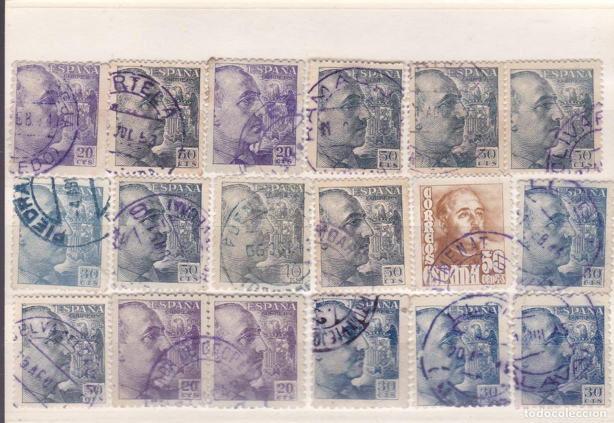Sellos: FC-49-FRANCO Lote 18 sellos Matasellos Fechador AZUL/VIOLETA