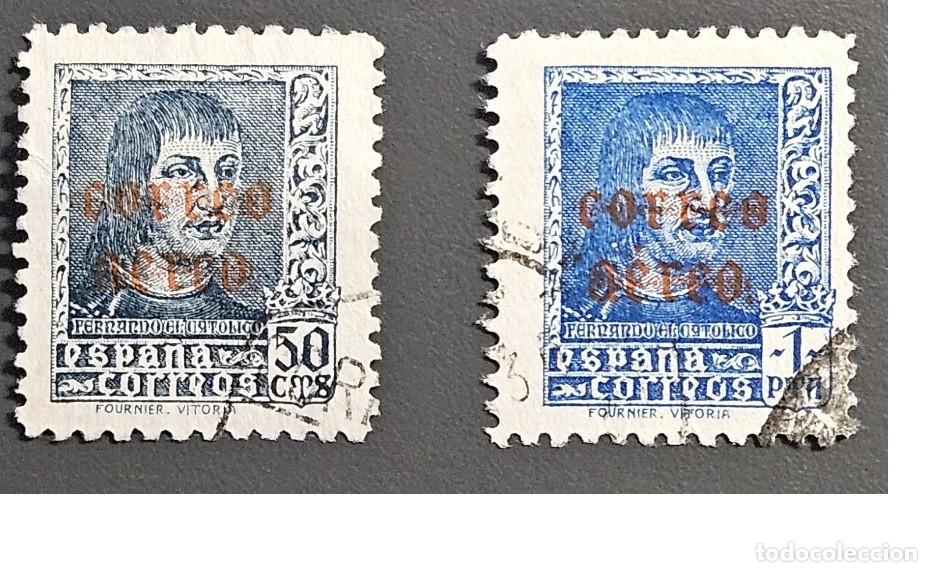 Sellos: 1938 Fernando el Cat&oacute;lico Correo A&eacute;reo. Edifil 845/846 Usado