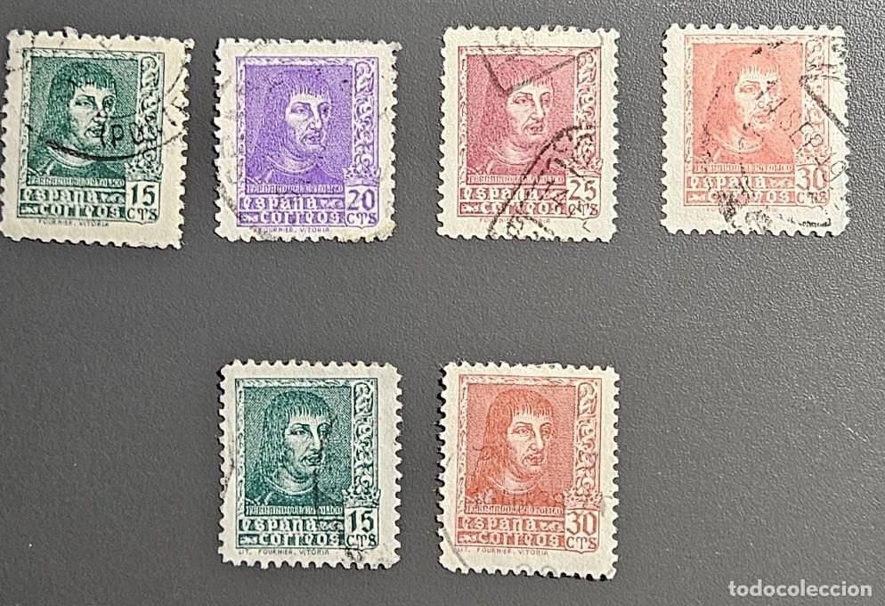 Sellos: 1938 Fernando el Cat&oacute;lico Edifil 841-844 y 841A, 844A serie completa usada