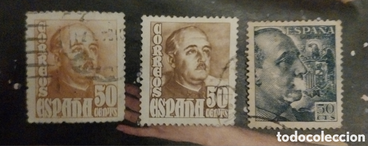 Sellos: Lote 3 Sellos Espa&ntilde;a 50 Cts Franco: Variantes y Co