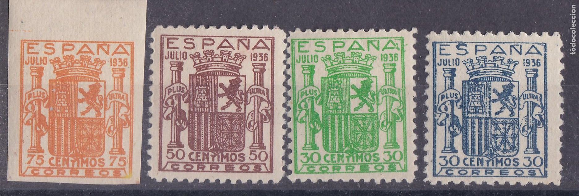 Sellos: AA3-Escudo GRANADA x 4 Valores /Colores ** Sin Fijasellos . FALSOS FILATELICOS