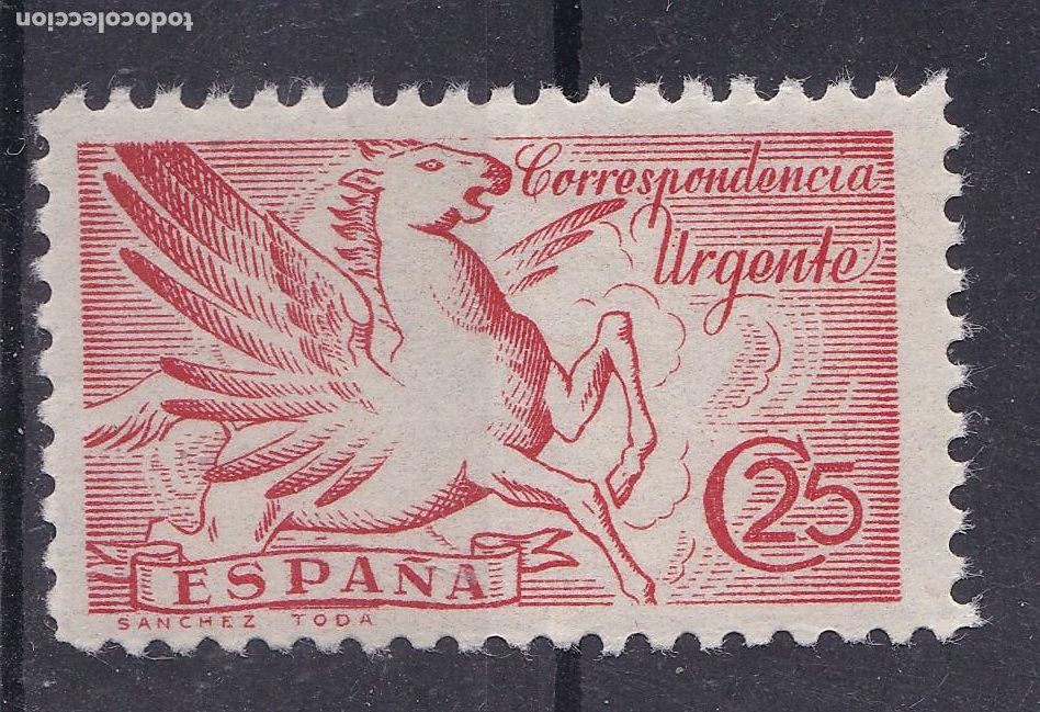 Sellos: AA3-URGENTE Pegaso Edifil 879 ** Sin Fijasellos .Centrado . LUJO