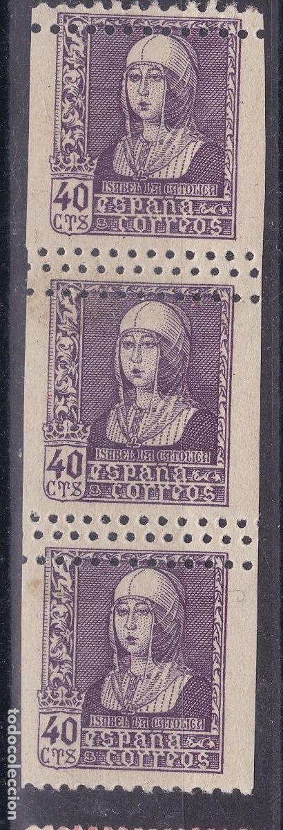 Sellos: AA10- Isabel Cat&oacute;lica Tira 3 Edifil 858 * Sin Fijasellos . GRAN VARIEDAD DENTADO