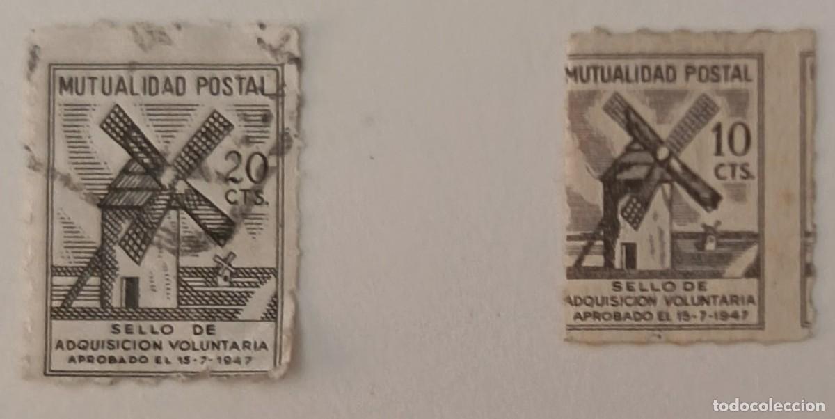 Sellos: Sellos de Espa&ntilde;a. 2 Sellos de Espa&ntilde;a. A&ntilde;o 1947. Beneficiencia, mutualidades de correos.