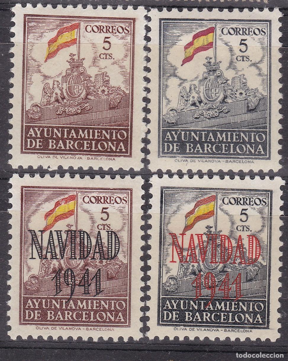 Sellos: FC-13-Ayt&ordm; BARCELONA .Sellos de las Hojas Bloque 29/32. 1941 y NAVIDAD* Con fijasellos. LUJO