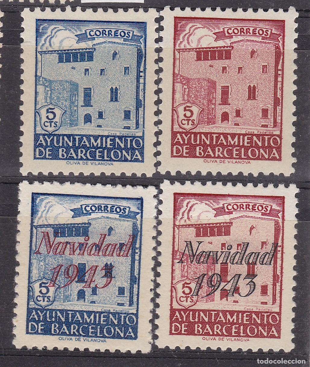 Sellos: FC-277-Ayt&ordm; BARCELONA .Sellos de las Hojas Bloque 47/48** y 53/54 *. 1943 y NAVIDAD. LUJO