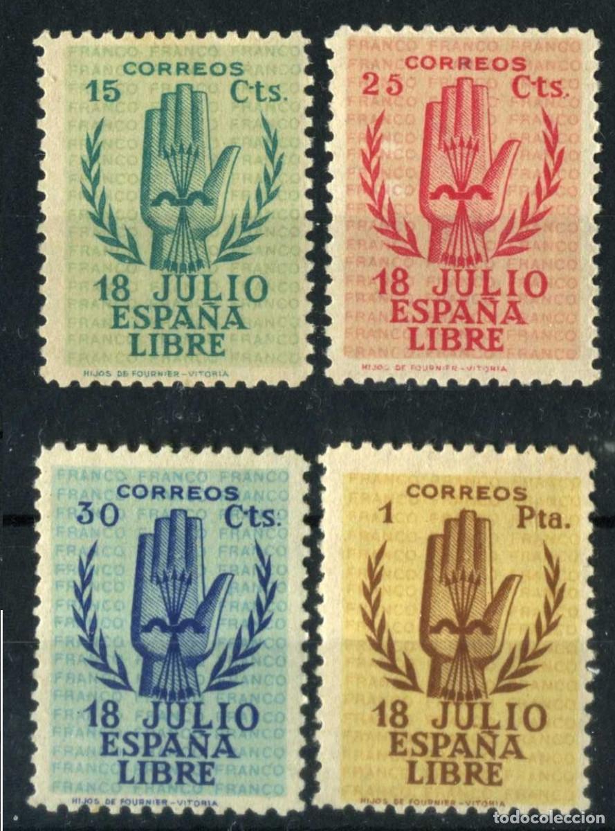 Sellos: XS- Aniversario Alzamiento 1938 Serie Completa MH* Firma autenticidad ROIG