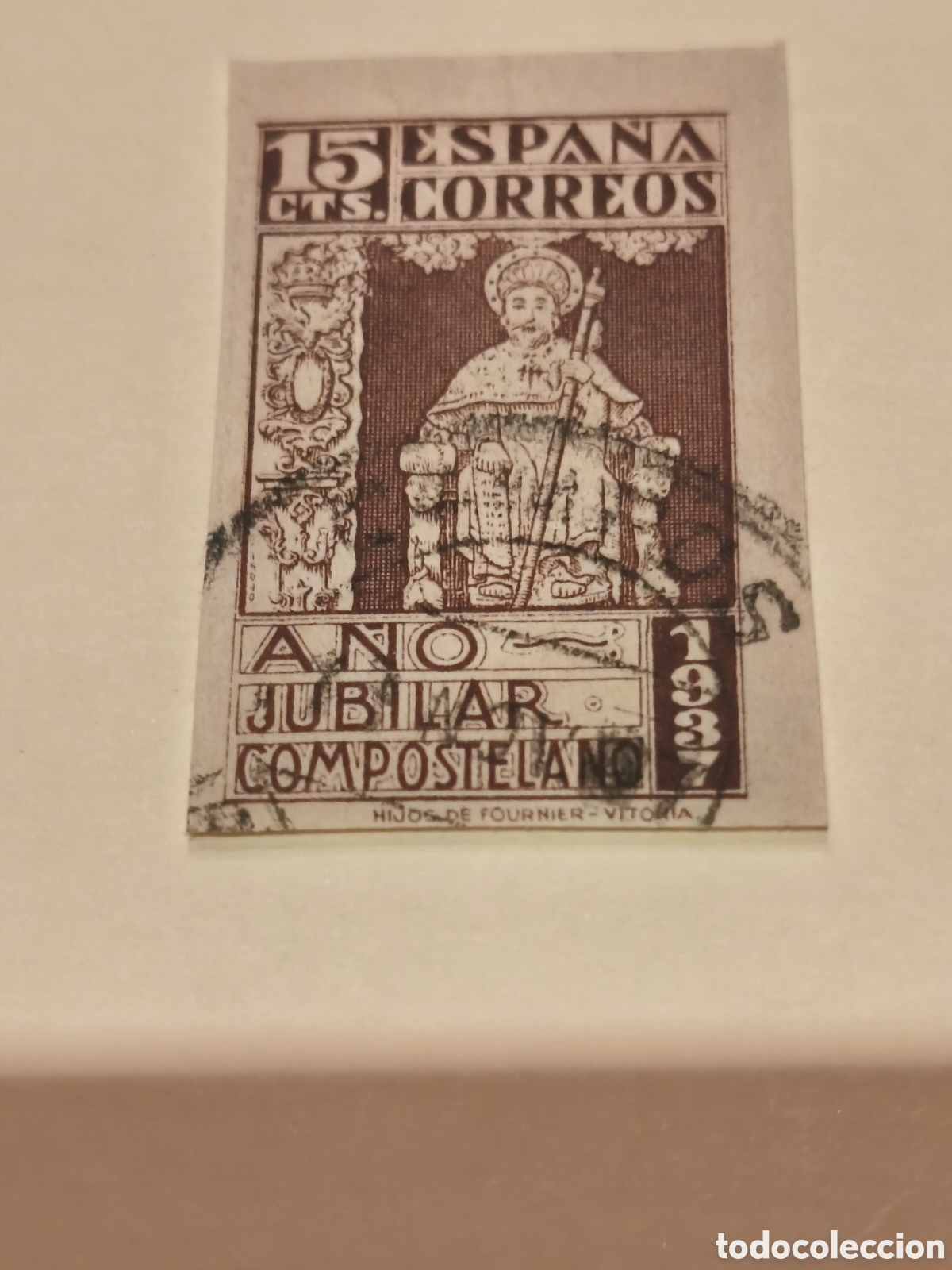 Sellos: Sello del estado espa&ntilde;ol n 833 A,variedad sin dentar escasa usado,bonito a&ntilde;o santo,ver