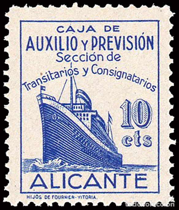 Sellos: Alicante - Vi&ntilde;etas - S/Cat ** &rdquo;10 cts. Caja de Auxilio y Previsi&oacute;n.. - Alicante&rdquo;