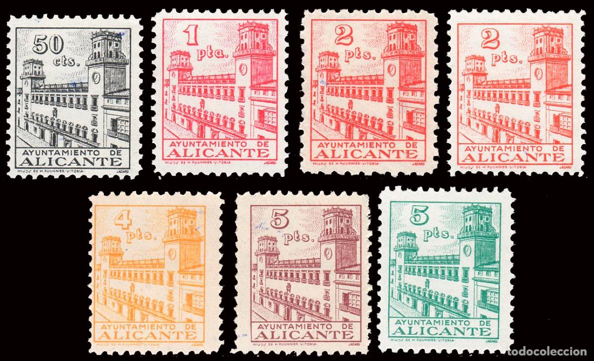 Sellos: Alicante - Vi&ntilde;etas - S/Cat ** 7 valores - &rdquo;Ayuntamiento - Alicante&rdquo;