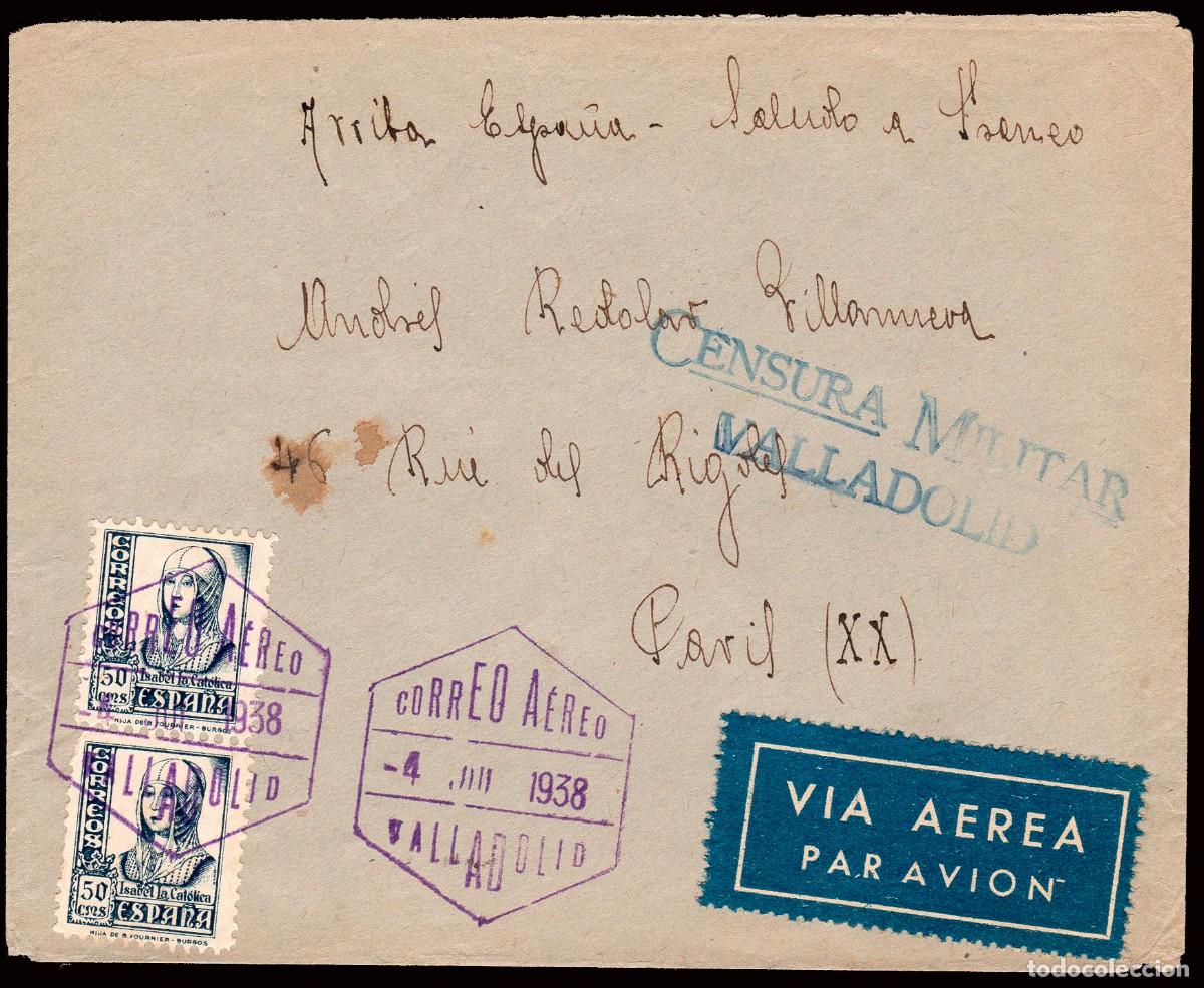 Sellos: Espa&ntilde;a - Edi o 825(2) - Sobre Mat especial &rdquo;Correo a&eacute;reo 4/Jun./38 - Valladolid&rdquo; +