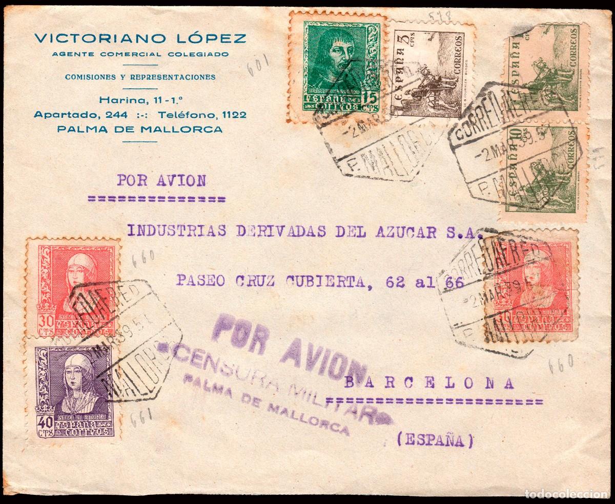 Sellos: Espa&ntilde;a - Edi o 841+857(2)+858+.. - Sobre Mat &rdquo;Correo a&eacute;reo 2/03/39 - P. Mallorca&rdquo; +