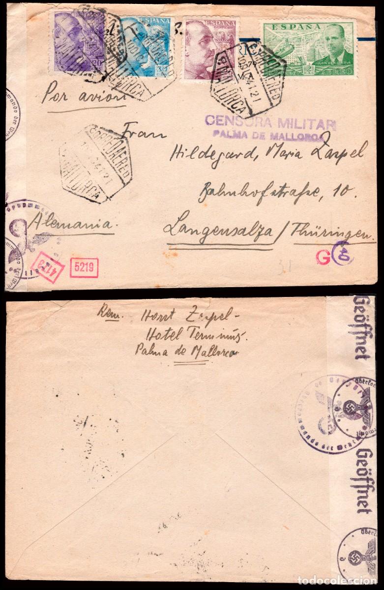 Sellos: Espa&ntilde;a - Edi o 922+923+924+945 - Sobre Mat &rdquo;Correo a&eacute;reo 10/Dic./41 - P. Mallorca&rdquo; +
