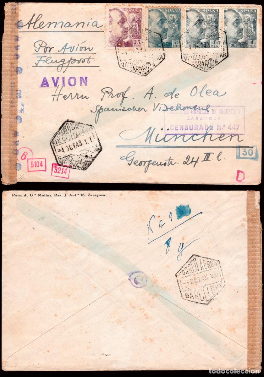Sellos: Espa&ntilde;a - Edi o 923+927+930(2) - Sobre Mat &rdquo;Correo a&eacute;reo XIX Centenario Virgen del Pilar...&rdquo;