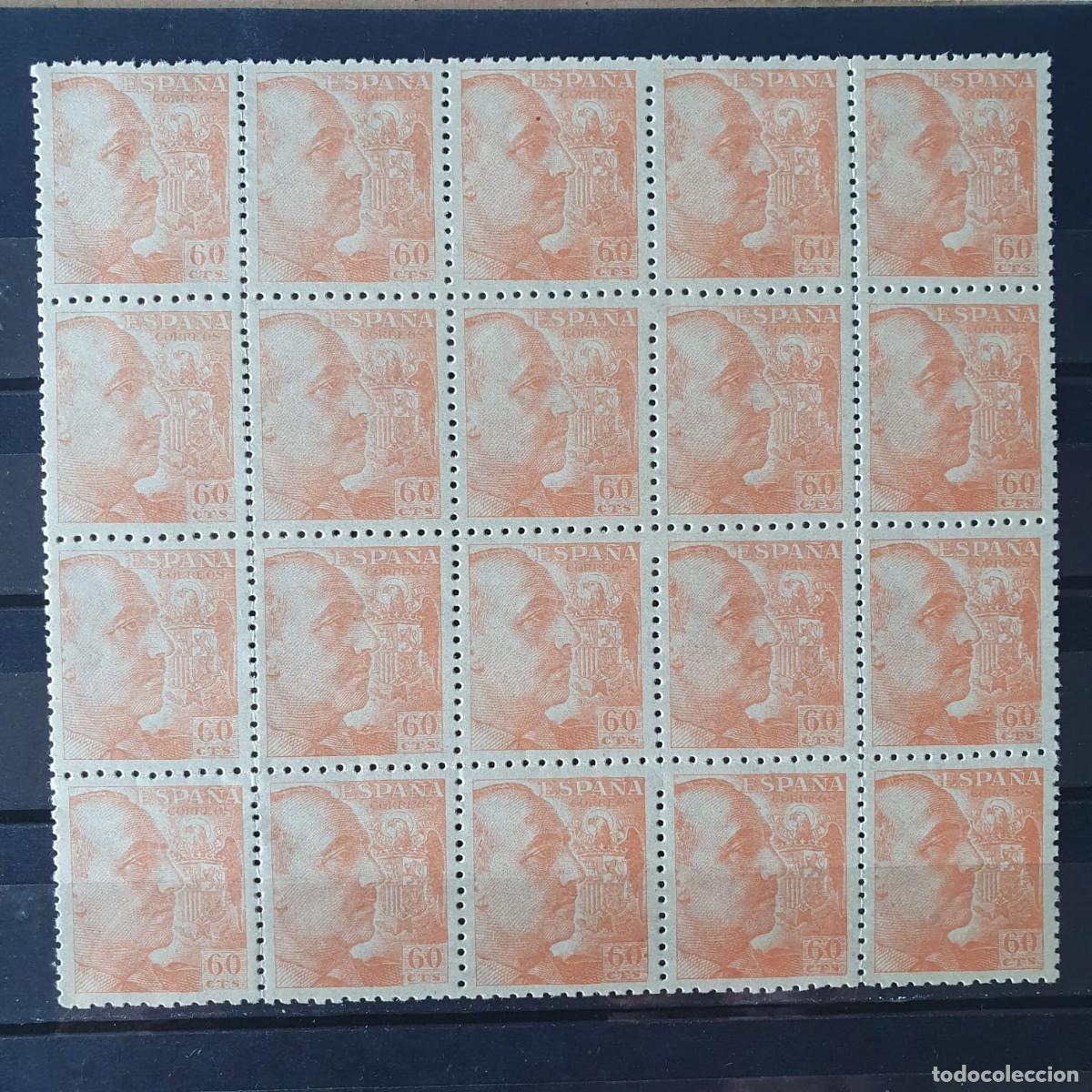 Timbres: EDIFIL 928 ** BLOQUE DE 20 SELLOS 60 CENTIMOS FRANCO ESPA&Ntilde;A 1940