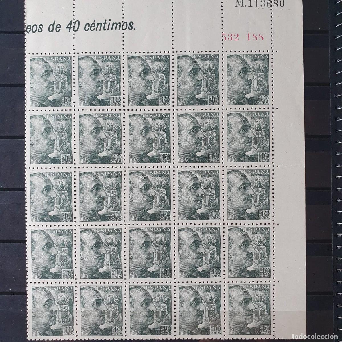 Sellos: EDIFIL 925 ** BLOQUE DE 25 SELLOS ESPA&Ntilde;A 1940 CALCADO DORSO