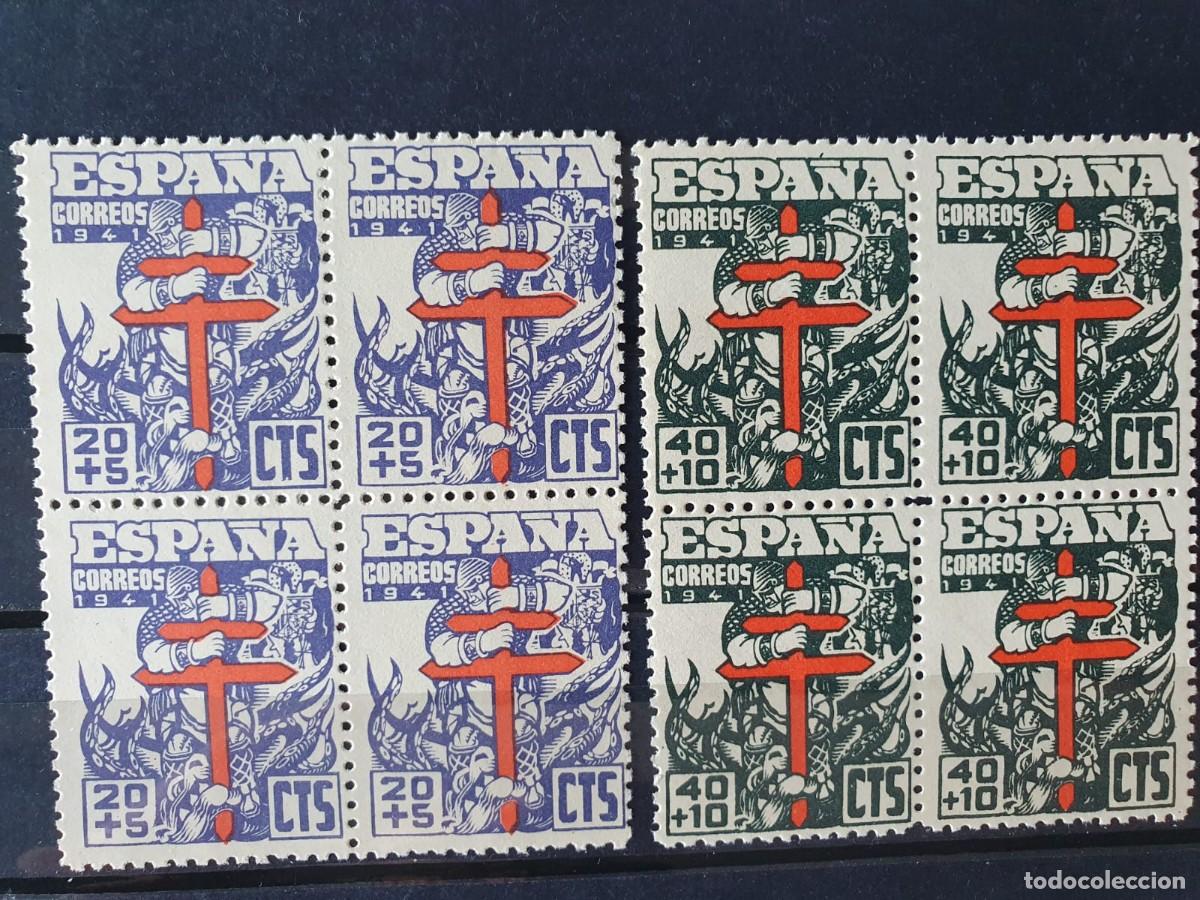Sellos: EDIFIL 949 ** + 950 ** BLOQUES DE 4 ESPA&Ntilde;A 1941