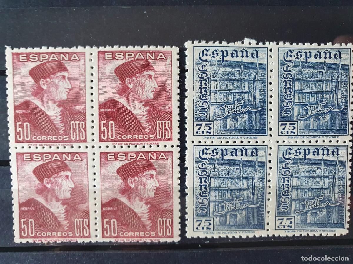 Sellos: EDIFIL 1002 ** + 1003 ** BLOQUES DE 4 ESPA&Ntilde;A 1946