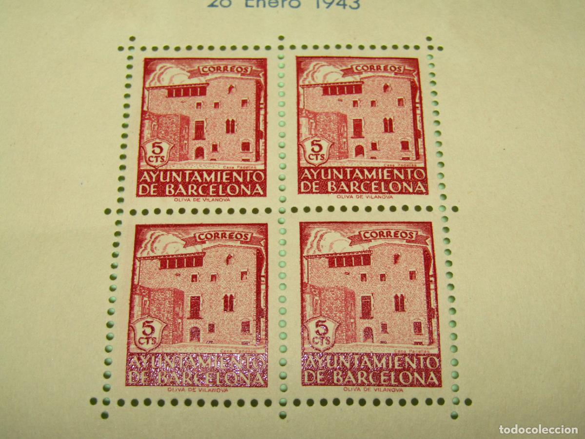 Sellos: Antiguas 2 Hojas Serie Completa Cuarto Aniversario Liberaci&oacute;n de Barcelona de 1943