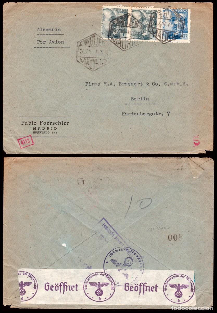 Sellos: Espa&ntilde;a - Edi o 874+875(2) - Sobre Mat &rdquo;Correo a&eacute;reo 26/En./41 - Madrid&rdquo; a Berl&iacute;n