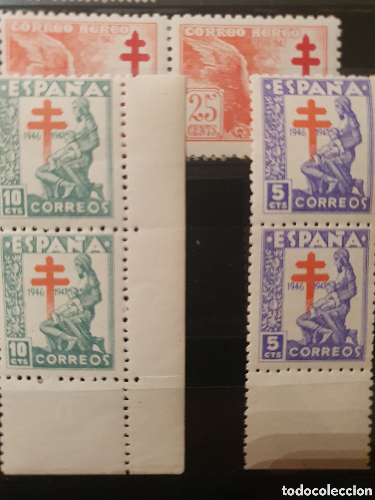 Sellos: Edifil 1008, 1009 y 1010 nuevos en bloques de 2