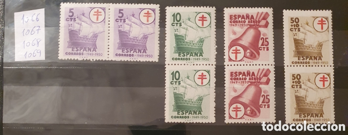 Sellos: Edifil 1066, 1067, 1068 y 1069 en bloques de 2