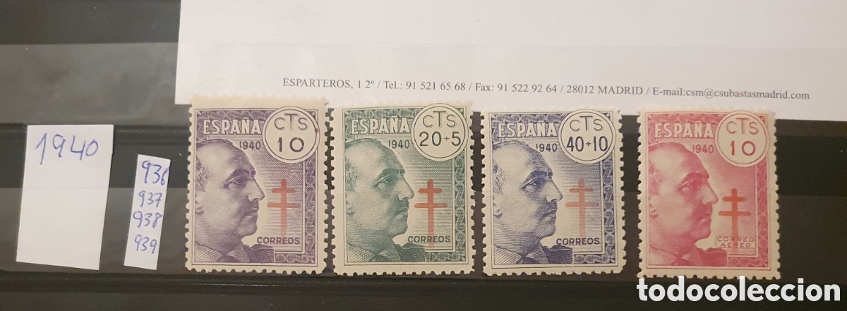 Francobolli: Edifil 936, 937, 938 y 939 nuevos Y BIEN CENTRADOS, MUY RARO de encontrar