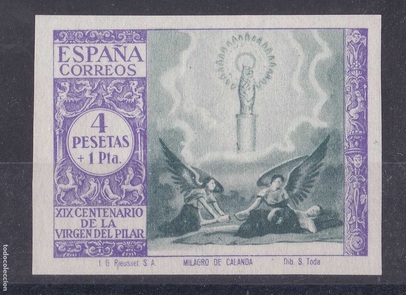 Sellos: AA5- PILAR 4 Pts COLOR CAMBIADO Edifil 901cc **. Sin Fijasellos LUJO