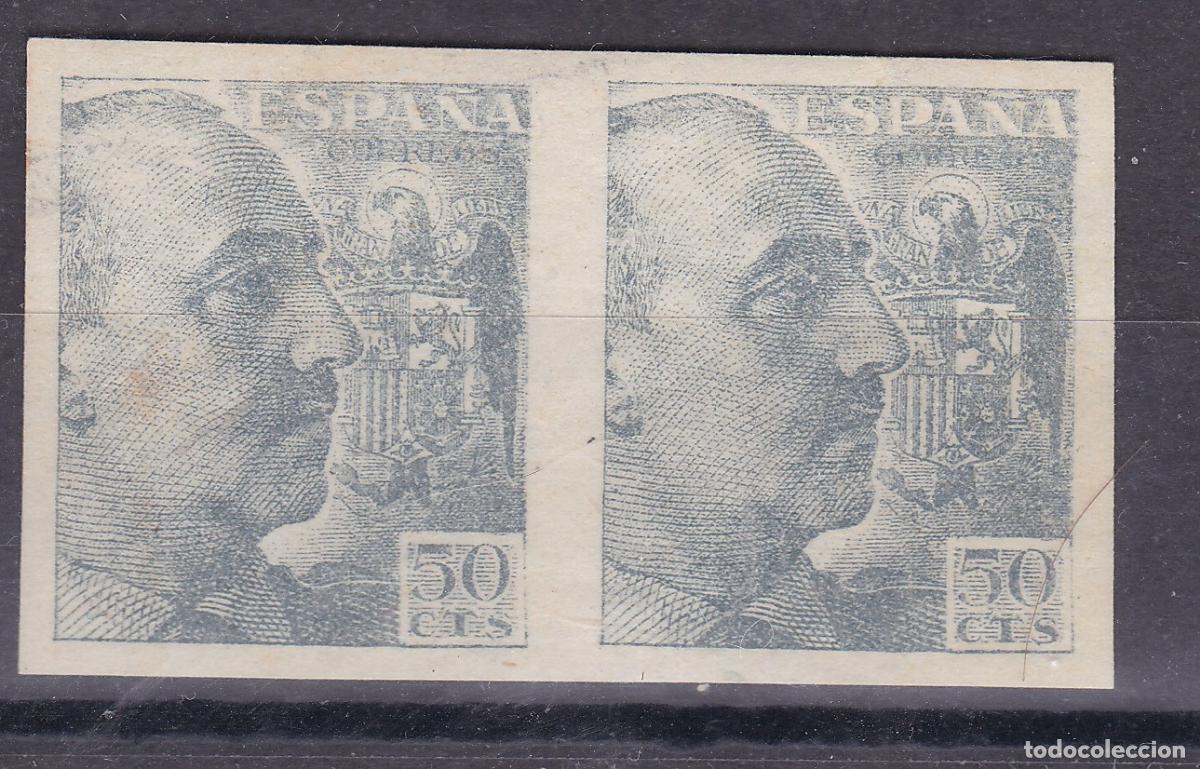Sellos: AA6-FRANCO 50 Cts Edifil 927s Pareja SIN DENTAR ** Sin Fijasellos . GRIS MUY CLARO