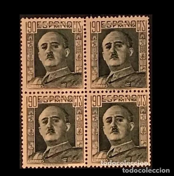 Sellos: BLOQUE DE 4 Edifil 1060 MNH nuevos SIN FIJA SELLOS Espa&ntilde;a a&ntilde;o 1944 1953 General Franco